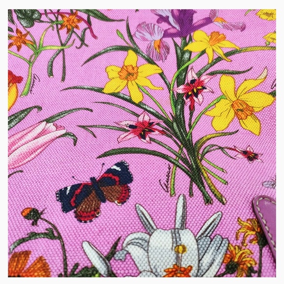 GUCCI Rare Vintage Flora Lesa Pink Tote Bag - Picture 10 of 13